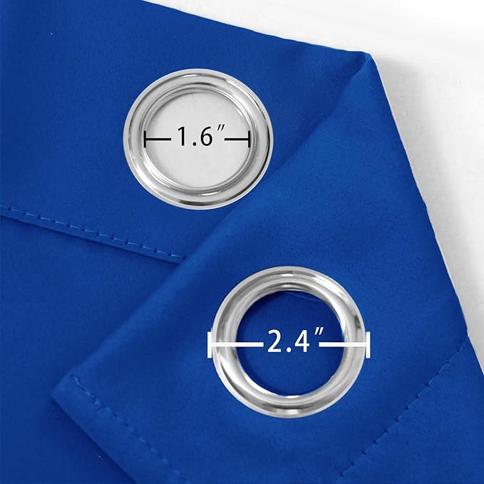 LEMOMO Blackout Curtains 52 x 90 Inch Long Royal Blue Curtains Set of 2 Panels Room Darkening Curtains for Bedroom and Living Room