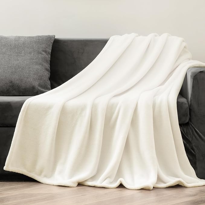 BEDELITE Fleece Blanket Cream Throw Blankets for Couch & Bed, Luxury Plush Cozy Fuzzy Blanket 50" x 60", Super Soft Warm Lightweight Throw Blanket for Travel Camping