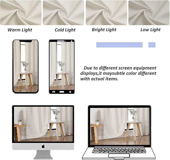 Simplebrand Ava Natural Short 30 Inches Blackout Curtain 2 Panels Set, Half Window Rod Pocket Privacy Curtain Tiers for Kitchen, Curtains Blackout for Bathroom Shades, W30 x L30 Inch, Natural