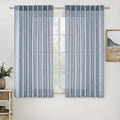 MIULEE Chambray Blue Linen Curtains 54 Inch Length 2 Panels for Bedroom Living Room, Soft Linen Textured Window Drapes Semi Sheer Light Filtering Back Tab Rod Pocket Farmhouse Modern Burlap Look Decor