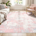 Rugflix 5x7 Area Rugs for Living Room, Washable Large Rug Stain-Resistant Low Pile, Modern Carpet for Dining Room Home Office Kid Room Nursery Bedroom, Pink Grey