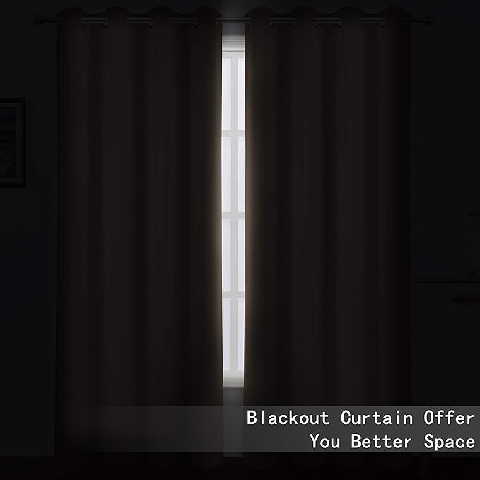 LEMOMO Cappuccino Blackout Curtains 52 x 63 Inch Length/Set of 2 Curtain Panels/Thermal Insulated Room Darkening Blackout Curtains for Bedroom