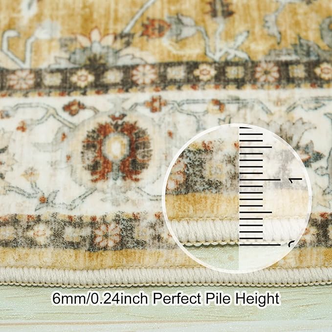 TOPRUUG Washable Runner Rug 2x7 - Hallway Runner Rug Kitchen Rugs and Mats Non Skid Washable Waterproof Carpet Runner for Living Room Bedroom Bathroom (Gold, 2X7)