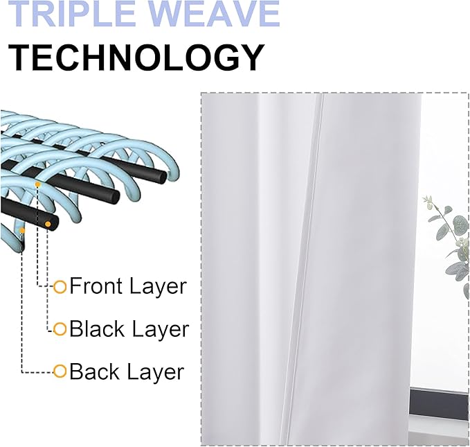 Simplebrand Ava Pure White Curtains for Bedroom 54 Inches Long 2 Panels Set, Light Filtering Window Treatment, Short Curtain Drapes, Soft Touching Casual Rod Pocket Privacy Curtains, W40 x L54 Inch