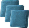 H.VERSAILTEX Velvet Stretch Couch Cushion Cover Plush Cushion Slipcover for Chair Loveseat Sofa Cushion Furniture Protector Seat Cushion Sofa Cover (3 Piece XL Sofa Cushion Covers, Peacock Blue)