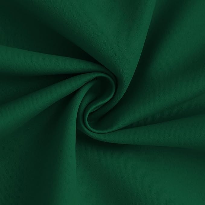 Yakamok 100% Blackout Curtain Panels 63 inches Cold and Light Blocking Drapes for Nursery, 2 Thick Layers Thermal Insulated Draperies (2 Pieces, 50 Wide Each Panel, Dark Green/White Backing)