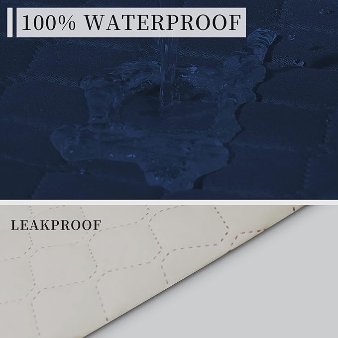 ISSUNTEX Double Protection 100% Waterproof Sofa Covers for Living Room, Reversible Couch Covers for 3 Cushion Couch Sofa, Furniture Protector Sofa Cover for Pets (X Large, Navy/Ivory)
