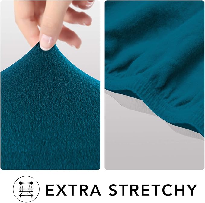 PureFit Super Stretch 4 Seater Sofa Slipcover – Spandex Non Slip Soft Couch Sofa Cover, Washable Furniture Protector with Non Skid Foam and Elastic Bottom for Kids, Pets （XX Large, Peacock Blue）