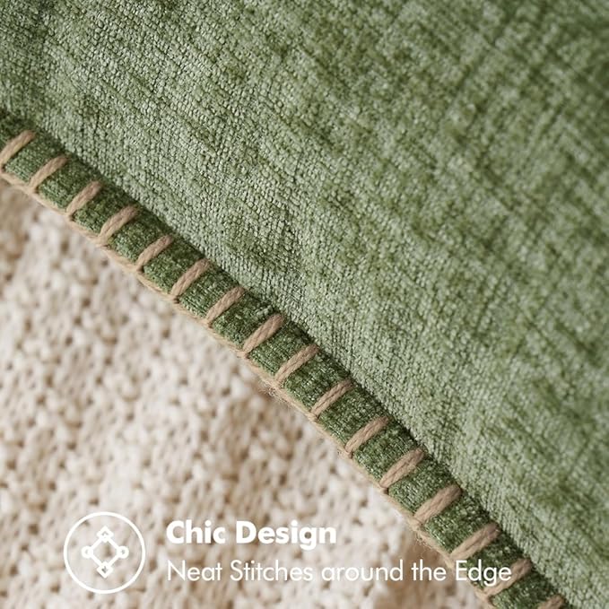 MIULEE Pack of 2 Couch Throw Pillow Covers 16x16 Inch Sage Green Farmhouse Decorative Pillow Covers with Stitched Edge Soft Chenille Solid Dyed Spring Pillow Covers for Sofa Bed Living Room