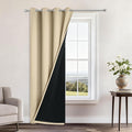 Yakamok 100% Blackout Curtains 84 Inches Long, 2 Thick Layers Heat and Full Light Blocking Soft Thermal Insulated Drapes for Bedroom(52" Wide Each Panel, Beige, 1 Panel)