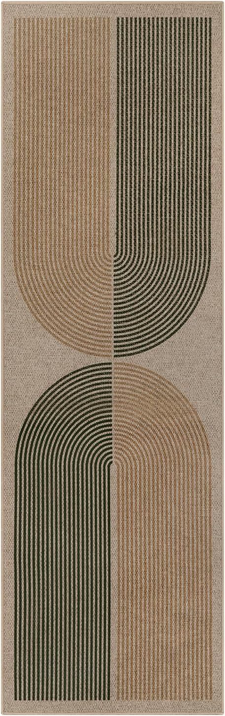 Lahome Enfys Modern Rainbow Easy Jute Rug, 2x8 Hallway Runner Washable Rugs for Entryway Farmhouse Kitchen Rug, Non Slip Indoor Outdoor Carpet Contemporary Throw Door Mat for Bedroom Porch
