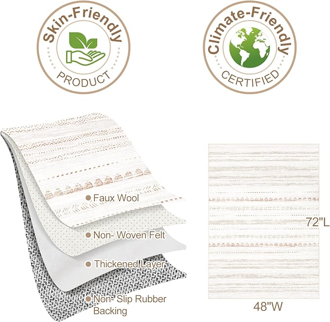 Nakagishi Area Rug Living Room Rugs: 4x6 Soft Machine Washable Boho Neutral Farmhouse Stain Resistant Moroccan Indoor Floor Carpet for Bedroom Nursery Kids Entryway Kitchen Entry Bedside Home- Brown