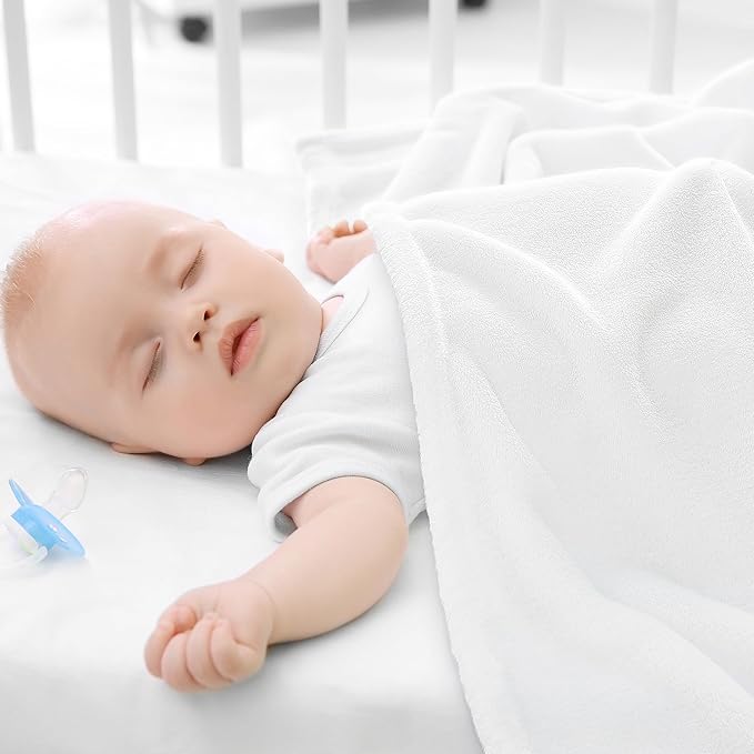 BEDELITE Baby Blankets for Boys and Girls 30" x 40", Soft Cozy Fuzzy Fleece Blanket for Kids Infant Newborn, Warm and Breathable Toddler Blanket for Crib Stroller Bed Travel, White