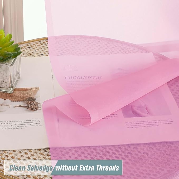 Light Pink Window Sheer Curtains 54 inch Length, Soft Airy Light Filtering Sheer Curtain 2 Panels Set, Dual Rod Pocket Gauze Drapes for Living Room Bedroom, 2x42Wx54L Inches