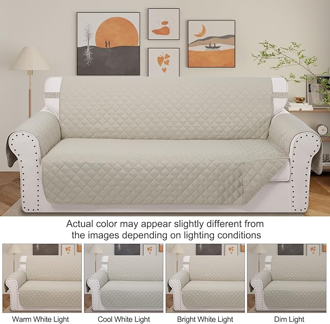 Recliner Chair Covers Reversible Sofa Couch Cover for Pets Lazy Boy Furniture Protector(23''Chair,Beige/Beige)