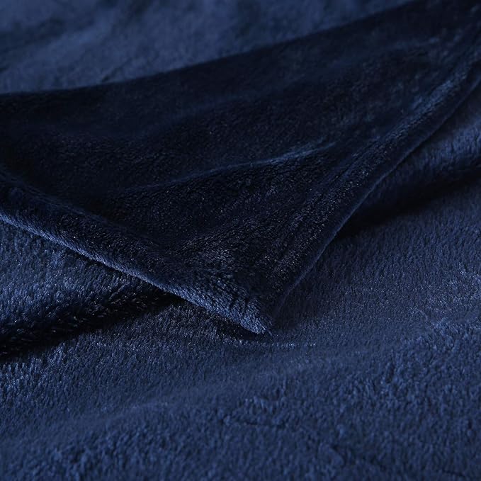 TASTHROW Large Flannel Fleece Throw Blanket, 50×70 Inch - Cozy Lightweight Thick Blanket - All Seasons Suitable for Women, Men and Kids (Navy)