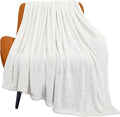 TOONOW Fleece Blanket Textured Fuzzy Plush Throw Blanket Twin Size 60" x 80", Super Soft Fluffy Bed Blanket Geometric Pattern Comfy Microfiber Flannel Blankets for Couch, Bed, Sofa, Cream White