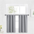 RYB HOME Kitchen Blackout Curtains Over Sink 36 inch Length, Rod Pocket Summer Light UV Blocking Energy Efficient, Cabinet Shelf Cupboard Coverings, Width 29 by Length 36, Silver Grey, 2 Panels