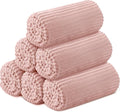 Buryeah 6 Pcs Flannel Throw Blanket Bulk 50 x 60 in Sleepover Blanket Outdoor Wedding Throw Lightweight, Oeko-tex Standard 100 Certified for Sofa Homeless Gifts (Vintage Pink)