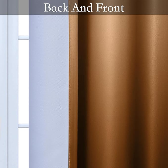 SimpleHome Ombre Room Darkening Curtains for Bedroom, Light Blocking Gradient Grey White to Burnt Orange Thermal Insulated Grommet Window Curtains/Drapes for Living Room,2 Panels, 52x84 inches Length