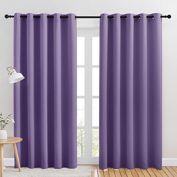 NICETOWN Room Darkening Draperies Window Curtain Panels, Lilac Purple, 2 Panels, W60 x L84 -inch, Thermal Insulated Grommet Room Darkening Curtains for Bedroom