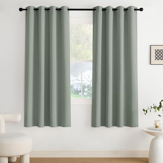 NICETOWN Blackout Curtains Grommet 2 Panels 72 Inches Long, Sage Green