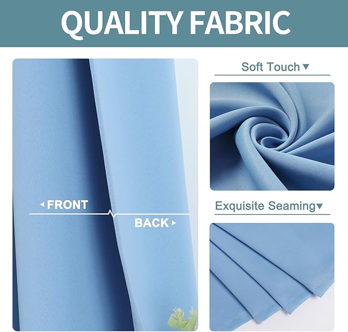 ChrisDowa Grommet Room Darkening Curtains for Bedroom and Living Room - 2 Panels Set Thermal Insulated Blackout Curtains (Sky Blue, 38W x 45L)