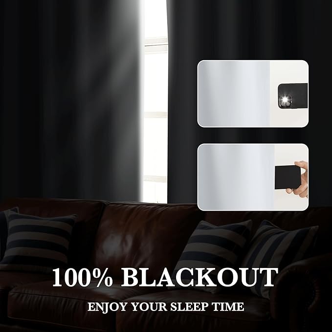 RYB HOME White 100% Blackout Curtains, Short Thermal Insulated Heat & UV Blocking Total Room Darkening Privacy Drapes for Small Window, Width 34 by Length 45, White, 2 Panels