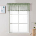 Chyhomenyc Sheer Sage Green Valances for Windows 2 Pack, Small Window Curtains for Living Room Bathroom Cafe Laundry Basement, Modern Top Dual Rod Pocket Voile Curtain, 42W x 18L inches, Sage Green