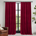 RYB HOME Chistmas Red Velvet Curtains- Super Soft Thermal Insulated Back Tab & Rod Pocket Window Curtain for Bedroom Movie Theater, Width 52 x Length 90 inch, Red, 2 Panels