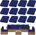 12Pcs Outdoor Cushion Covers, Patio Cushion Covers,Stretch Elastic Slipcovers, Replacement Washable & Reusable Furniture Protector for Patio Couch (Lake Blue,Cover Only)