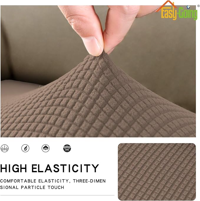 Easy-Going Stretch Loveseat Cushion Cover Sofa Cushion Furniture Protector Sofa Seat Sofa Slipcover Sofa Cover Soft Flexibility with Elastic Bottom(Loveseat Cushion, Camel)