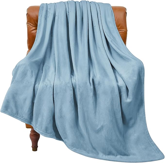 BEDELITE Fleece Blanket Washed Blue Throw Blankets for Couch & Bed, 300GSM Luxury Plush Cozy Fuzzy Blanket 50" x 60", Super Soft Warm Lightweight Throw Blanket for Travel Camping