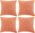 Fancy Homi 4 Packs Boho Coral Decorative Throw Pillow Covers 26x26 Inch for Living Room Couch Bed Sofa, Rustic Modern Farmhouse Home Decor, Soft Plush Corduroy Peach Cute Square Cushion Case 66x66 cm