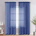 OVZME Royal Blue Sheer Curtains 84 Inches Long 2 Panels - Soft Light Filtering Window Sheer Panels for Living Room/Bedroom, Top Dual Rod Pocket, 1 Pair, Each 42Wx84L Inches