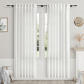 Off White Linen Curtains 80 inches Long for Bedroom Back Tab Light Filtering Privacy Sheer White Curtains Modern Farmhouse Coastal Decor White Cotton Textured Gauze Curtain 2 Panel Set 52x80