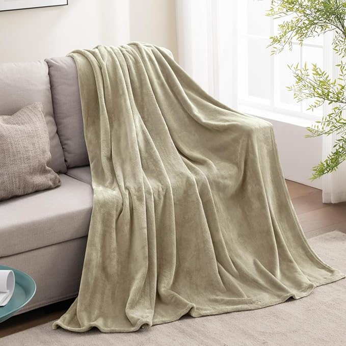BEDELITE Fleece Blanket Twin Size Oat Linen Throw Blankets for Couch & Bed, Luxury Plush Cozy Fuzzy Blanket 60x80 inches, Super Soft Warm Lightweight Throw Blanket for Travel Camping