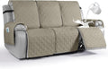 VANSOFY Waterproof Recliner Couch Covers, Sofa Covers 1-Piece Washable Reclining Sofa Cover Non-Slip Furniture Protector with Elastic Straps Pocket for Dogs, Pets(Khaki,3 Seater)