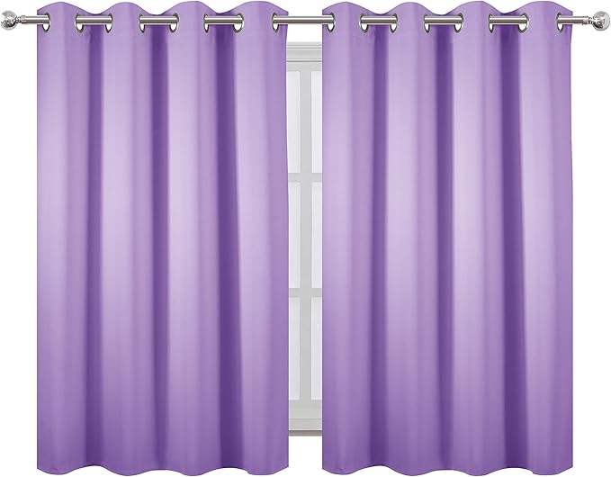 LEMOMO Lavender Blackout Curtains 52 x 54 Inch Length/Set of 2 Curtain Panels/Thermal Insulated Room Darkening Blackout Curtains for Bedroom