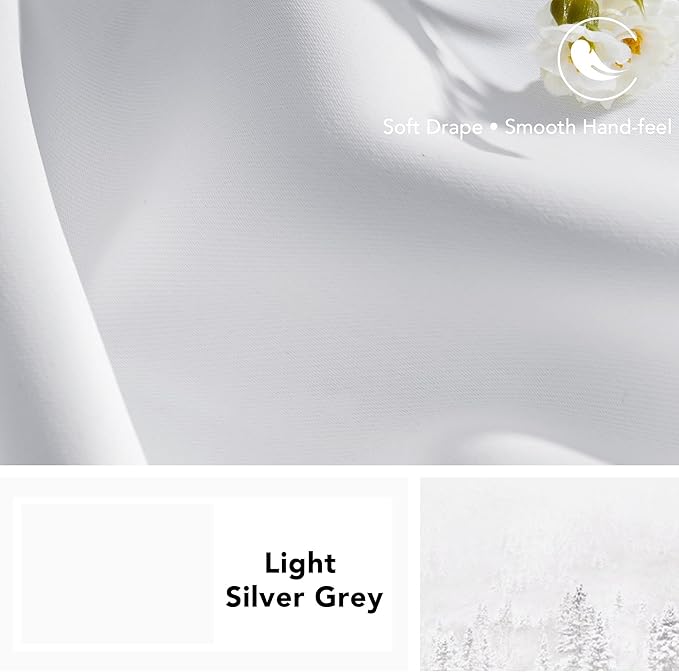 Deconovo Blackout Curtains, Thermal Insulated, W70 x L95 2 Panels, Back Tab, Machine Washable, Room-Darkening Drapes for Bedroom/Living Room Star White