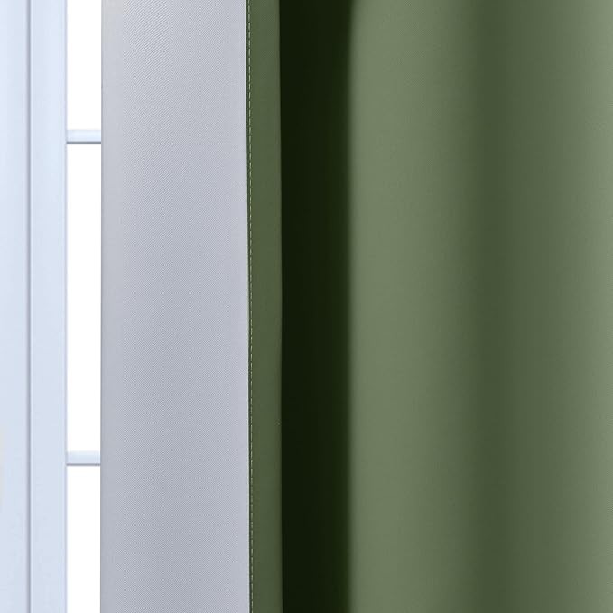 Yakamok Greyish White and Sage Green Ombre Curtains,Light Blocking Curtains,Room Darkening Grommet Window Drapes for Bedroom(Sage Green,52x63 Inch,2 Panels)