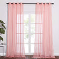 NICETOWN Sheer Curtains Extra Long 96-inch - Grommet Casual Style Airy & Breathable with Amount Light Sheer Panels for Patio/Glass Door (108 inches Wide Total 2 Pieces, Coral)