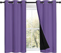 NICETOWN 100% Blackout Short Curtains with Black Liners, 2 Panels, 37"W by 40"L, Lilac Purple, Solid Thermal Insulated Full Blackout 2-Layer Lined Drapes, Energy Efficiency Window Drapes for Bedroom