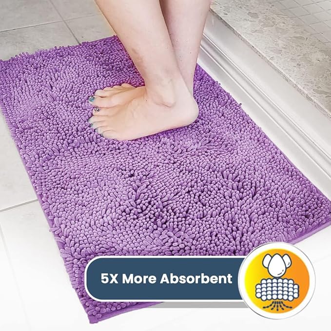 Muddy Mat® | Super Absorbent Door Mat Indoor, Microfiber Quick Dry Chenille Entryway Rug, Non-Slip Front Door Mat, Indoor Mats for Entryway, Machine Washable Pet Rug, Purple 18"x28"