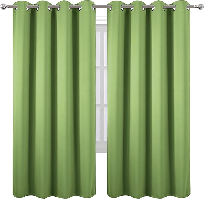 LEMOMO Light Green Thermal Blackout Curtains/52 x 72 Inch/Set of 2 Panels Room Darkening Curtains for Bedroom
