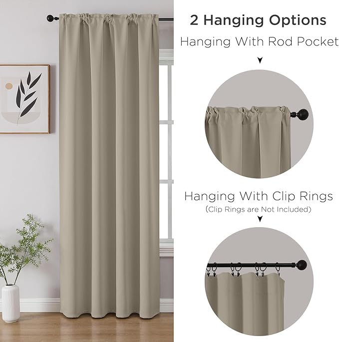 CUCRAF Light Beige Blackout Curtains Customize, Rod Pocket Room Darkening Curtain for Bedroom Living Room, Thermal Insulated Window Drapes 1 Panel (Custom Size, Color)