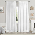 White Linen Curtains 84 inches Long for Bedroom Back Tab Light Filtering Privacy Sheer White Curtains Modern Farmhouse Coastal Decor White Cotton Textured Gauze Curtain 2 Panel Set 70x84