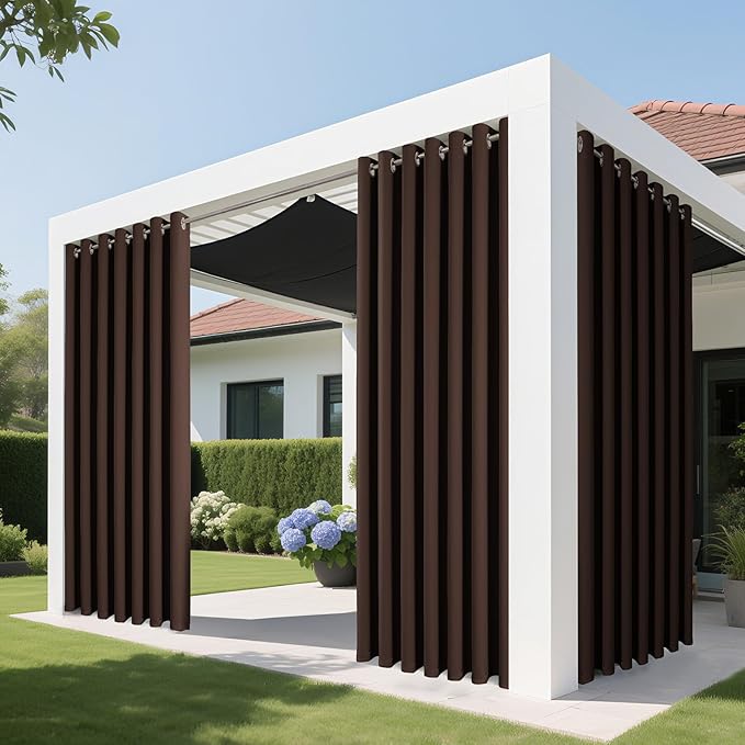 Joydeco Blackout Patio Sliding Door Curtains 90 Inches Long, Grommet Privacy Room Divider Curtains, Extra Wide Thermal Blackout Drapes for Bedroom Living Room (Chocolate, 70Wx90L, 1 Panel)