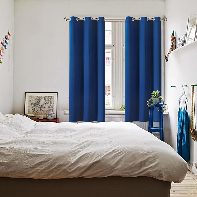 BGment Blackout Curtains for Bedroom - Grommet Thermal Insulated Room Darkening Curtains for Living Room, 42 x 72 Inch, 2 Panels, Royal Blue