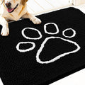 OLANLY Dog Door Mat for Muddy Paws 32x20, Paw Print Design, Absorbs Moisture and Dirt, Absorbent Non-Slip Washable Doormat, Quick Dry Chenille Mud Mat for Dogs, Entry Indoor Entryway Carpet, Black
